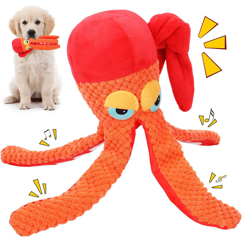 Quietschendes Oktopus-Hundespielzeug aus Plüsch – Zum Kauen, Spielen & Zähne reinigen