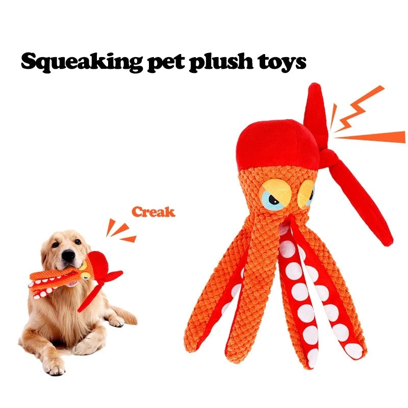 Quietschendes Oktopus-Hundespielzeug aus Plüsch – Zum Kauen, Spielen & Zähne reinigen