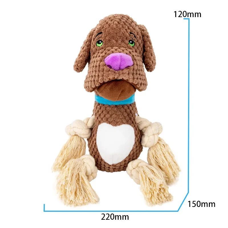 Robustes Hundespielzeug aus Plüsch mit Seil & Quietschfunktion – Für Kauen, Zerren & Training