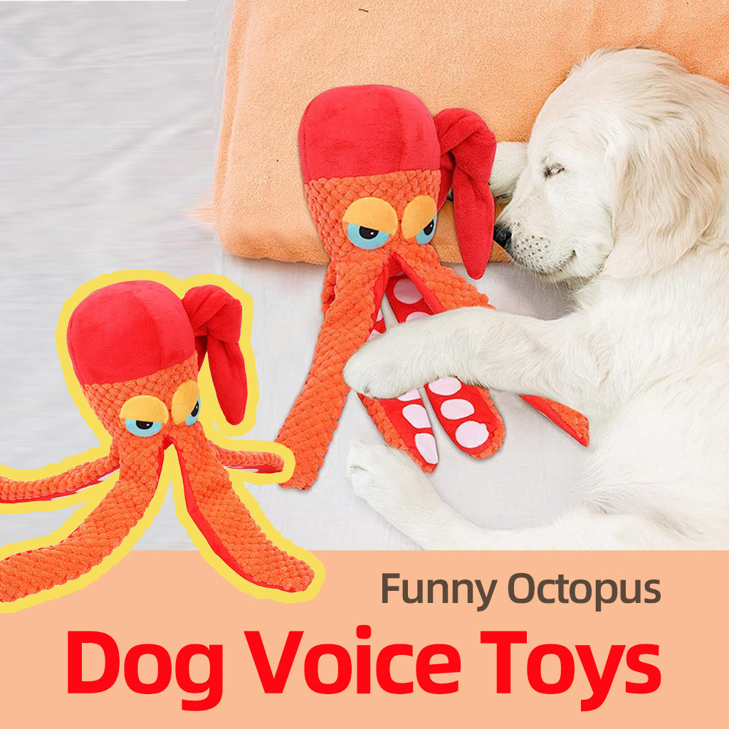 Quietschendes Oktopus-Hundespielzeug aus Plüsch – Zum Kauen, Spielen & Zähne reinigen