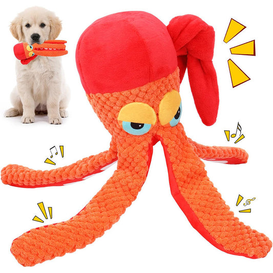 Quietschendes Oktopus-Hundespielzeug aus Plüsch – Zum Kauen, Spielen & Zähne reinigen