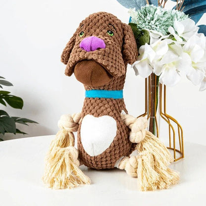 Robustes Hundespielzeug aus Plüsch mit Seil & Quietschfunktion – Für Kauen, Zerren & Training