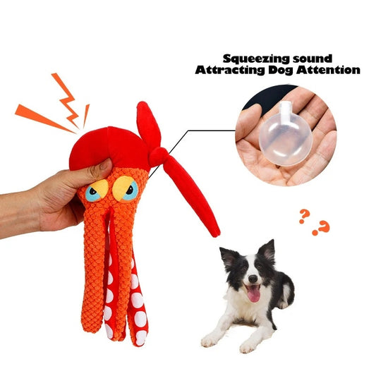Quietschendes Oktopus-Hundespielzeug aus Plüsch – Zum Kauen, Spielen & Zähne reinigen