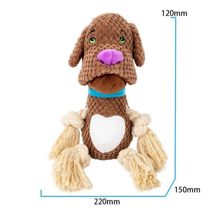 Robustes Hundespielzeug aus Plüsch mit Seil & Quietschfunktion – Für Kauen, Zerren & Training